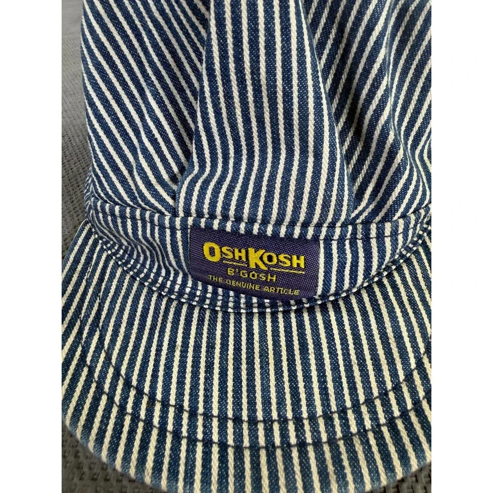OshKosh Bgosh Engineer Hat Blue White Hickory Stripe Snapback Train Work Cap